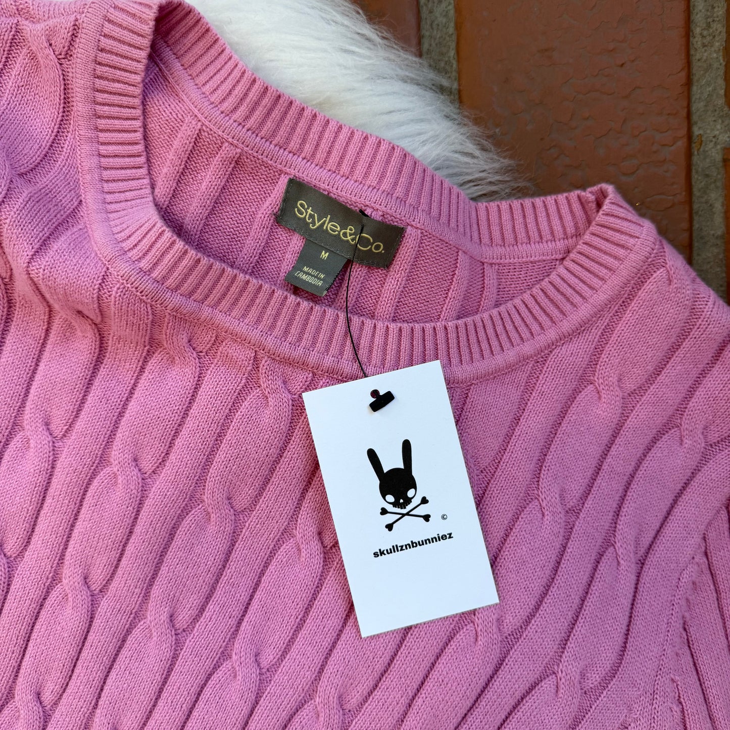 Vintage Soft Purple/Pink Cable Knit Crewneck