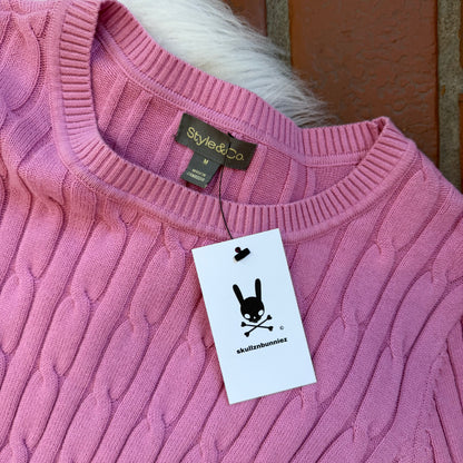 Vintage Soft Purple/Pink Cable Knit Crewneck