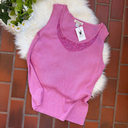 Vintage 100% Silk Beaded Tank - 1X/2X