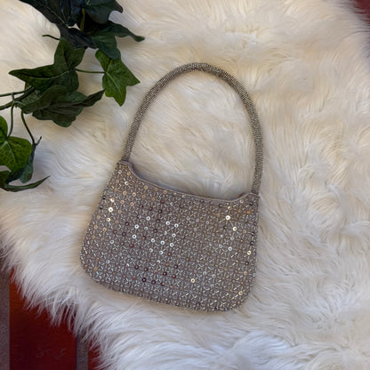 Vintage Silver Beaded Mini Bag