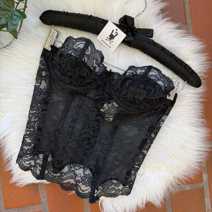 Victoria's Secret Vintage 1980s Black Lace Bustier - XS/S