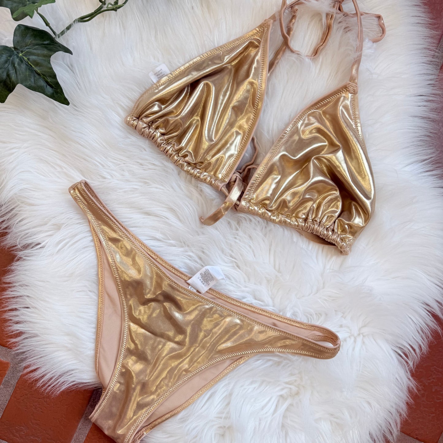 Aerie Gold Shimmer Bikini