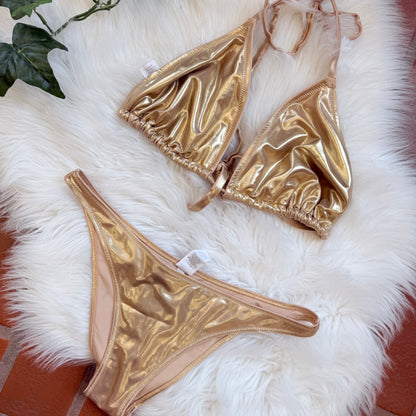 Aerie Gold Shimmer Bikini