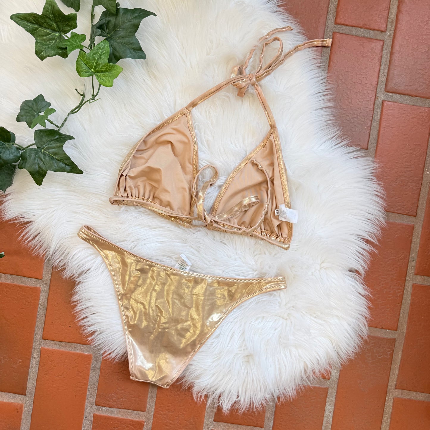 Aerie Gold Shimmer Bikini