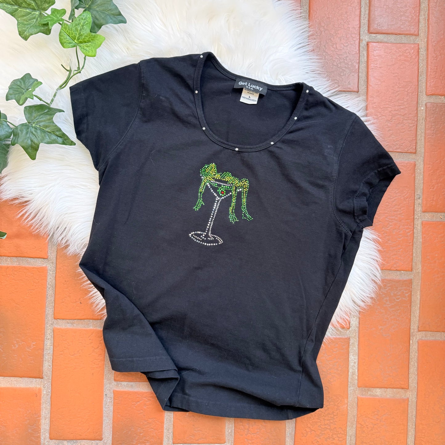 Vintage Frog in a Martini Sparkle Tee
