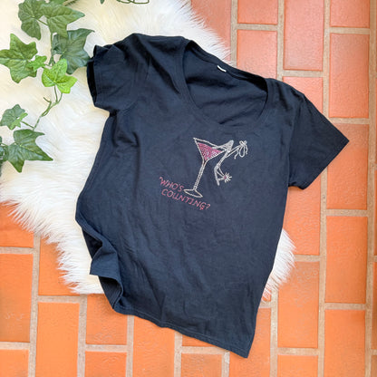 Vintage "Who's Counting" Martini Princess Sparkle Tee