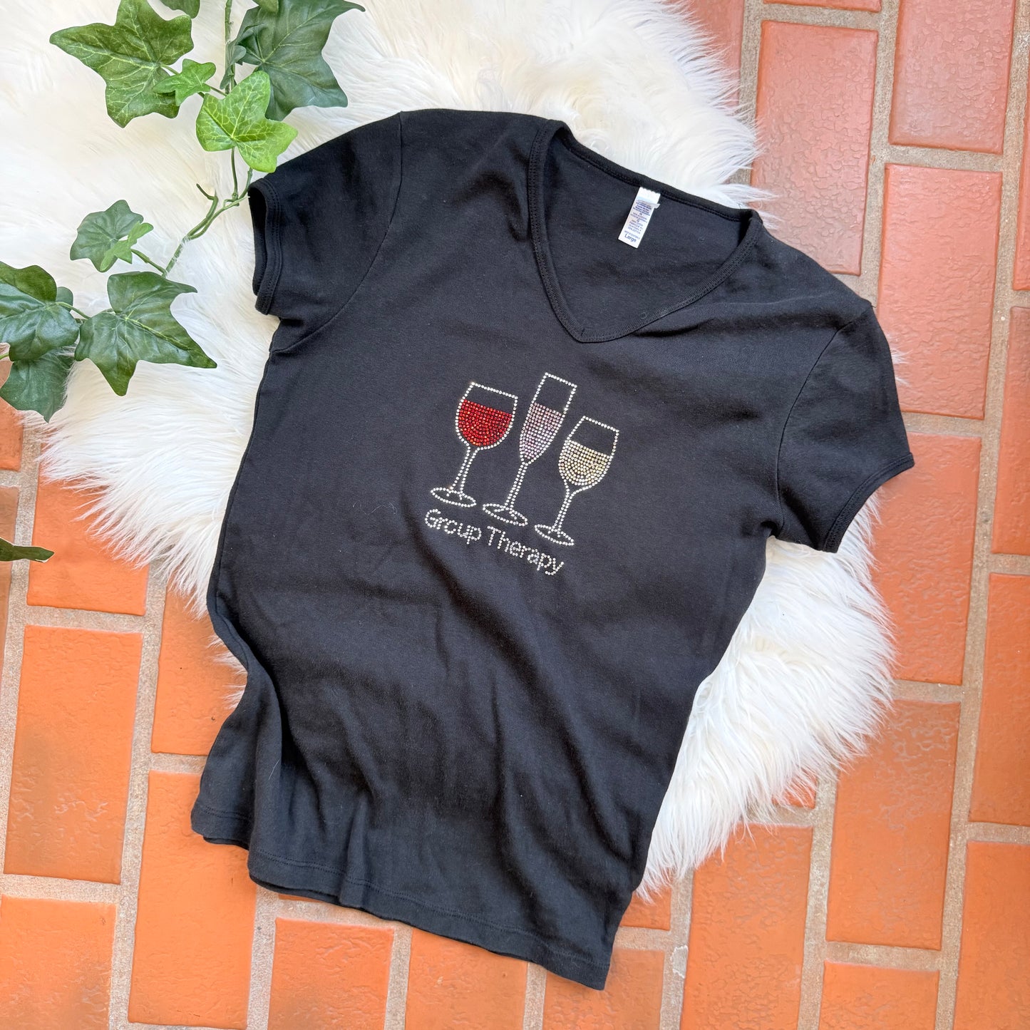 Vintage "Group Therapy" Wine Sparkle Tee