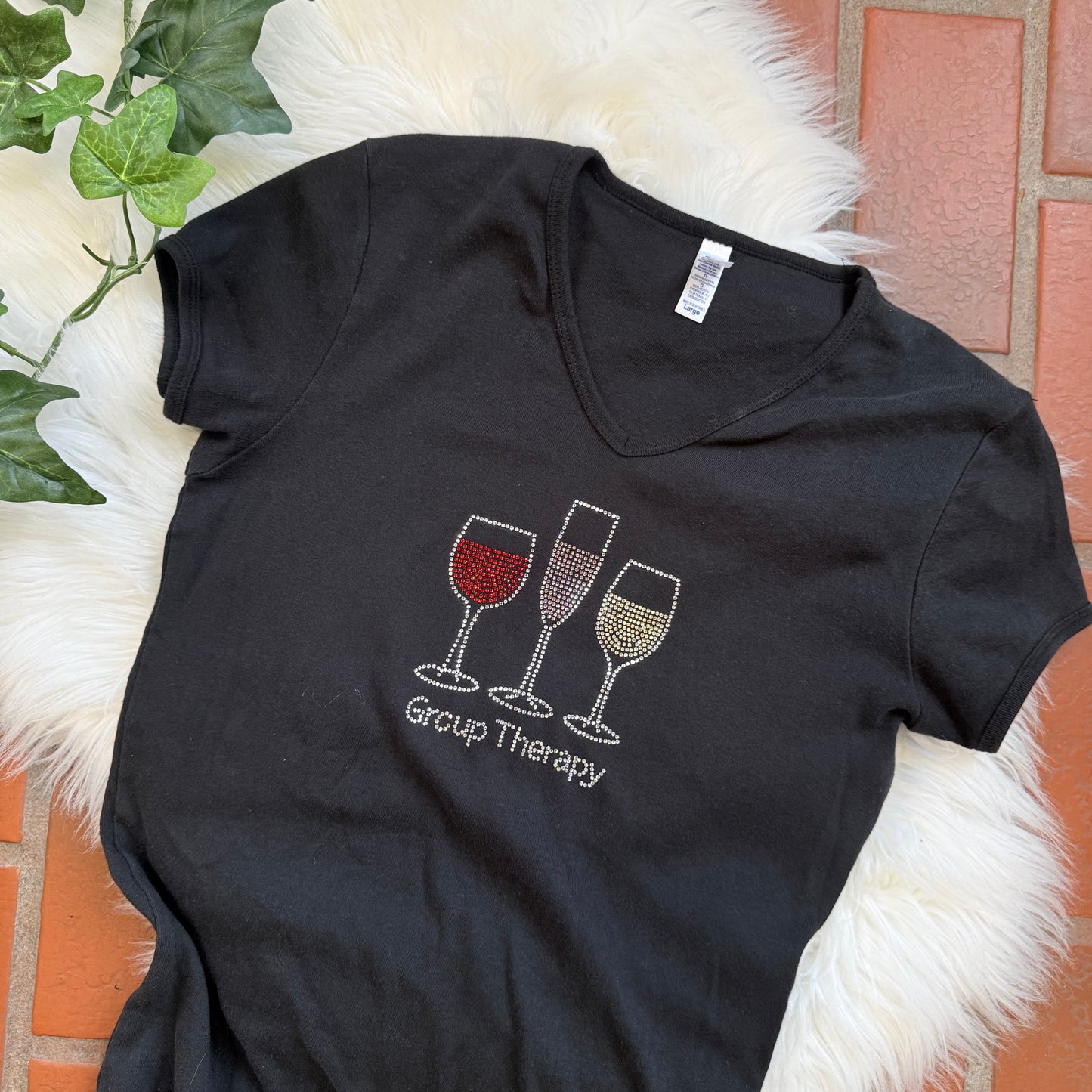 Vintage "Group Therapy" Wine Sparkle Tee