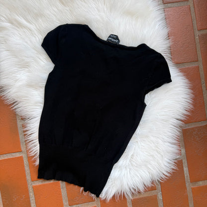 Bebe Vintage Rare Cutout Rhinestone Knit Tee