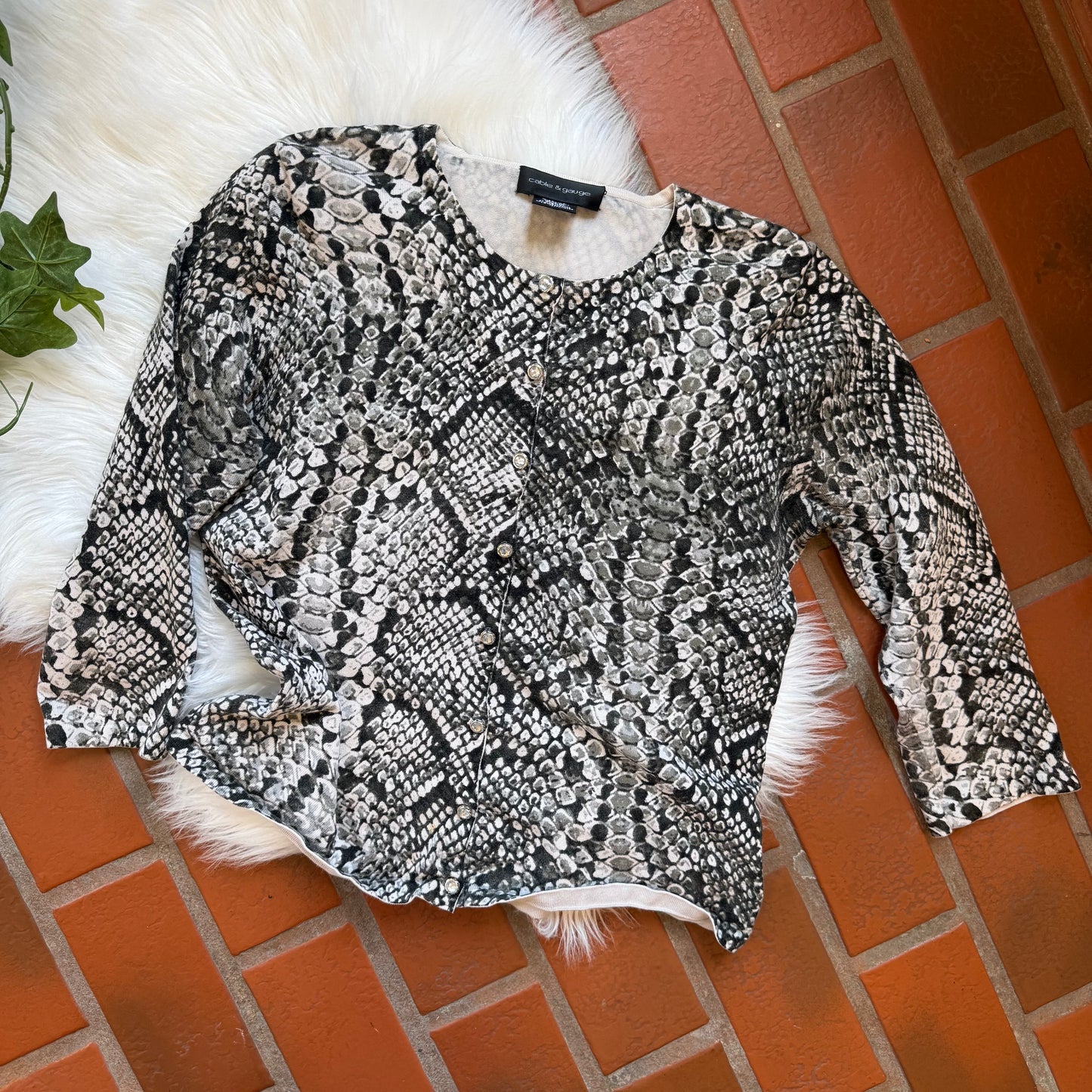 Vintage Cable & Gauge Soft Animal Print Knit Top