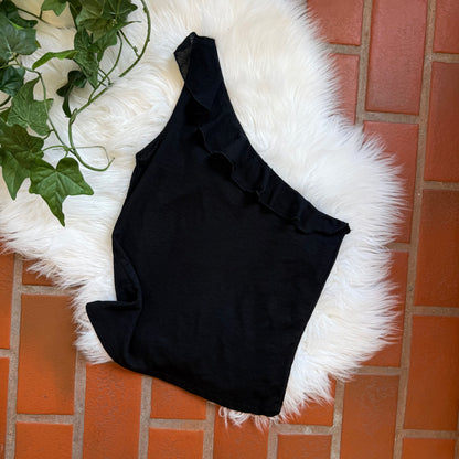 Vintage 1990s One Shoulder Ruffle Top - Size S/M