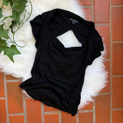 Vintage Open Back Sweetheart Short Sleeve Knit Top - M/L