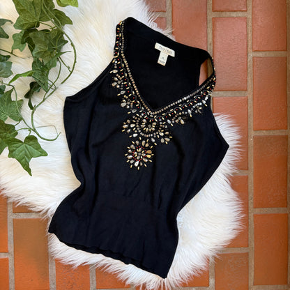 White House Black Market Jeweled/Sparkle Knit Top - M/L