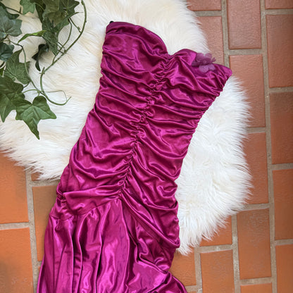 Vintage Y2K Ruby Rox Strapless Raspberry Mermaid Shimmer Gown