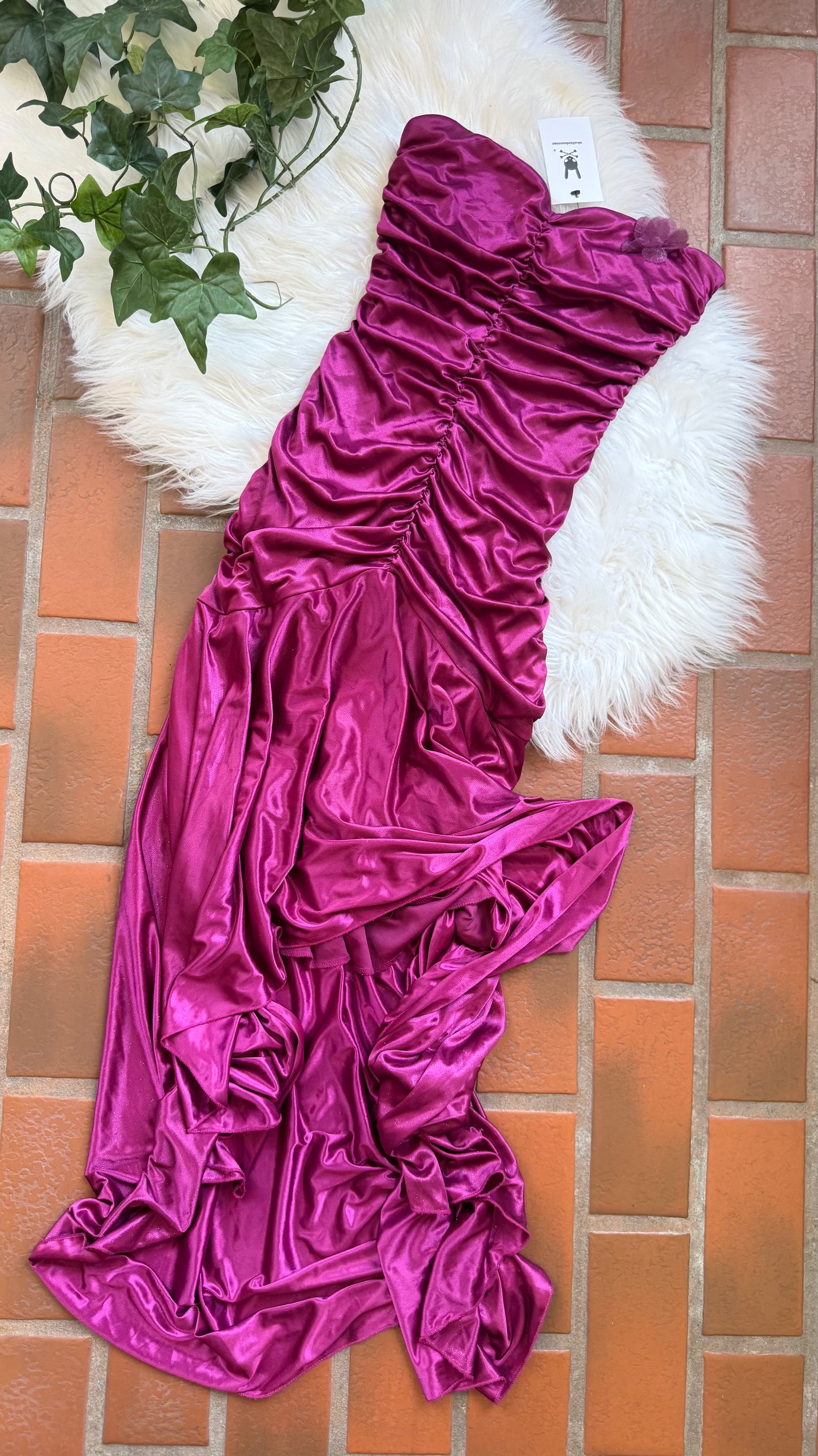 Vintage Y2K Ruby Rox Strapless Raspberry Mermaid Shimmer Gown