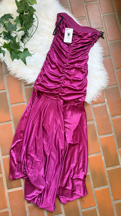 Vintage Y2K Ruby Rox Strapless Raspberry Mermaid Shimmer Gown