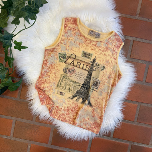 Paris Vintage Y2K Graphic Tank - Size Small
