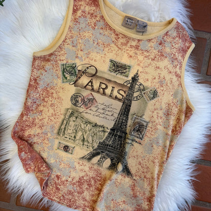 Paris Vintage Y2K Graphic Tank - Size Small