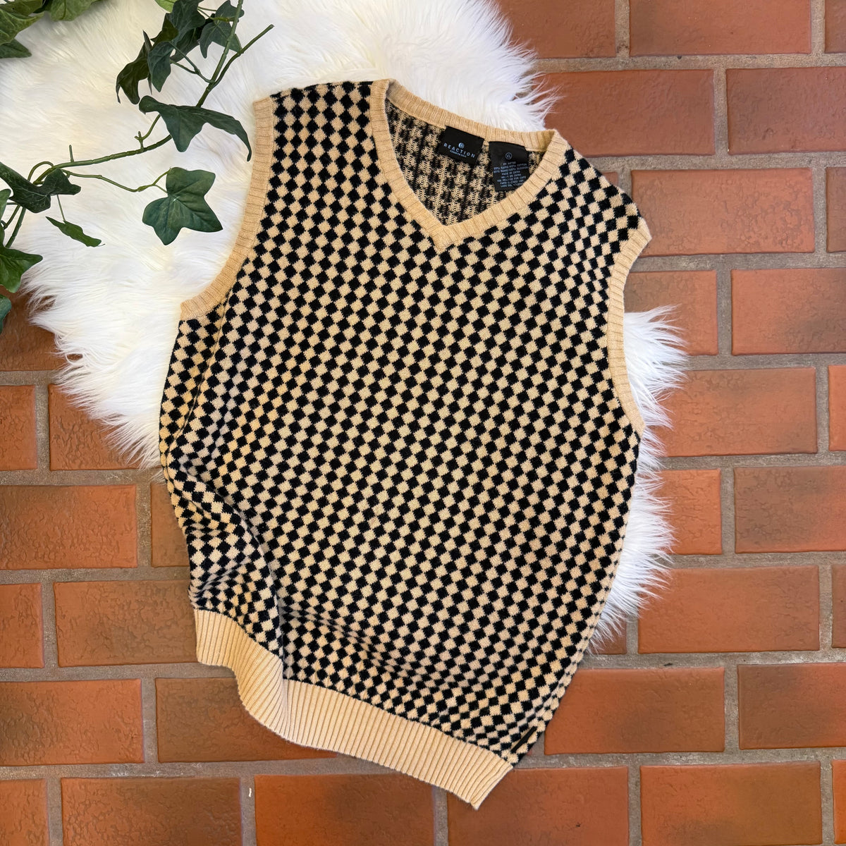 Vintage Kenneth Cole Reaction Checkerboard Sweater Vest