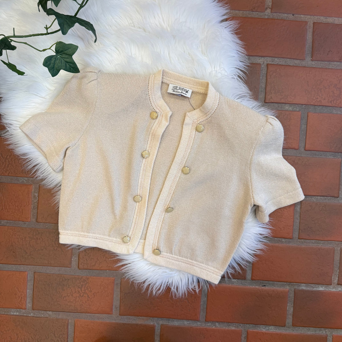 Vintage St John Knits Designer Short Sleeve Blazer/Crop Jacket - XS/S