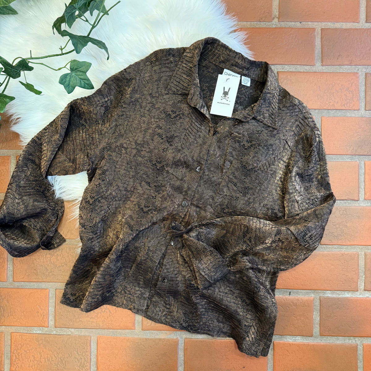 Vintage Chico's "Snakeskin" Satin Blouse - S/M
