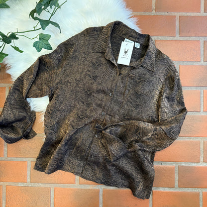 Vintage Chico's "Snakeskin" Satin Blouse - S/M