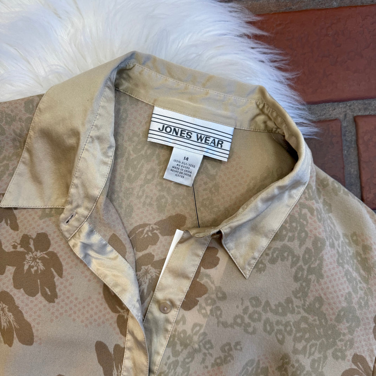 Vintage Jones New York 100% Silk Floral Blouse