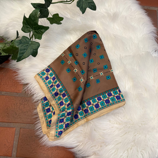 Vintage Floral Satin Scarf