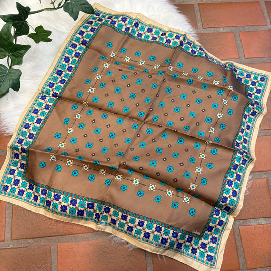 Vintage Floral Satin Scarf