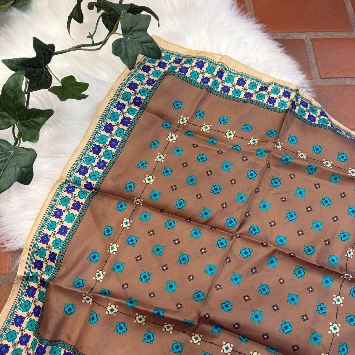 Vintage Floral Satin Scarf