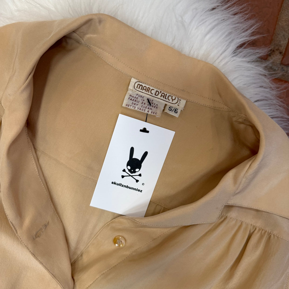 Vintage 1970s 100% Silk Beige Blouse - XS