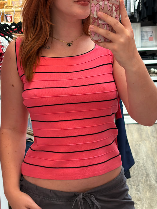 Vintage Joseph A Knit Pink & Black Tank - Size M/L