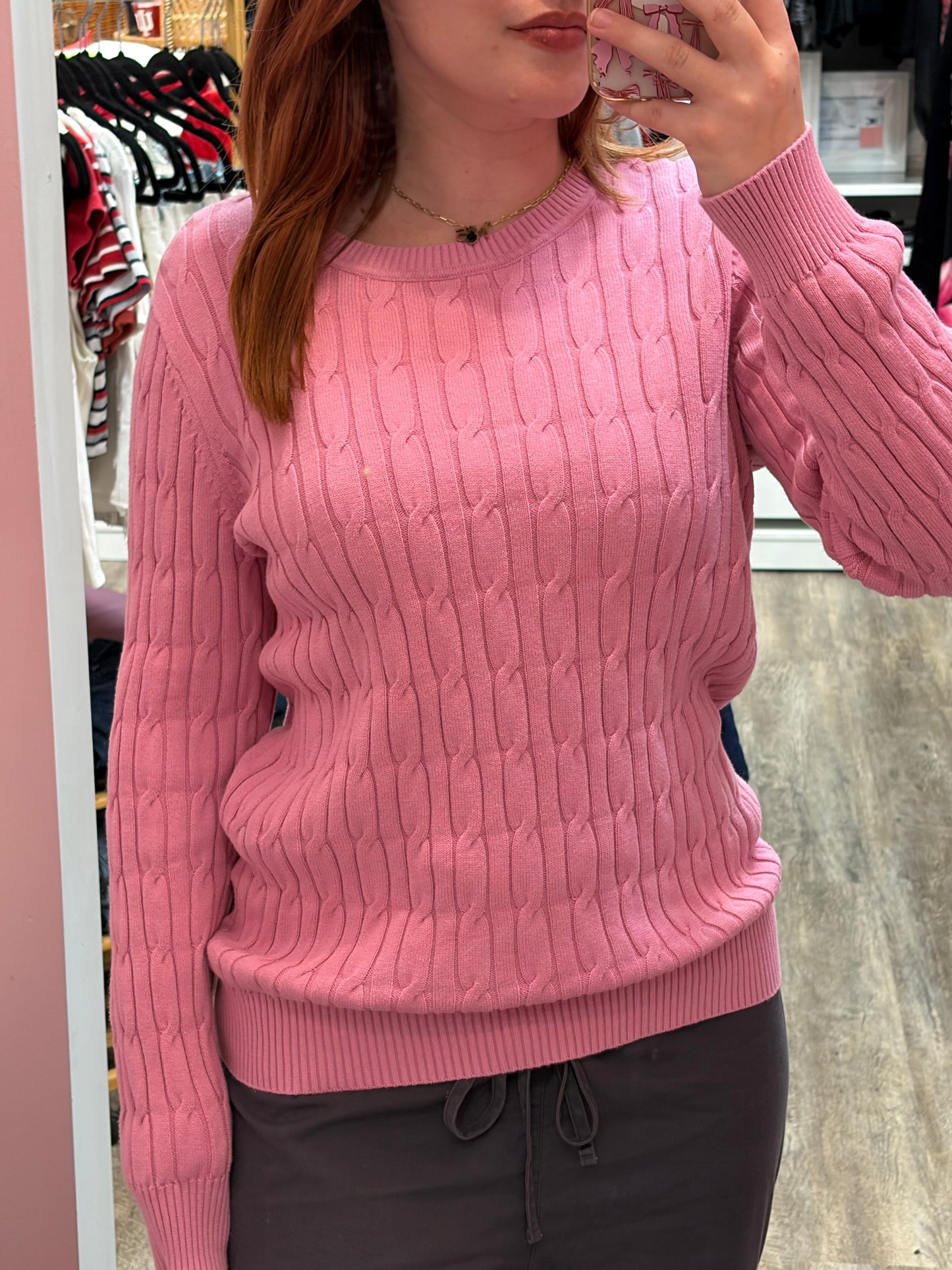 Vintage Soft Purple/Pink Cable Knit Crewneck