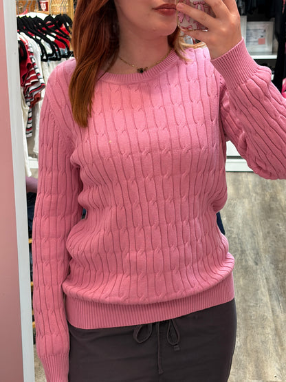 Vintage Soft Purple/Pink Cable Knit Crewneck