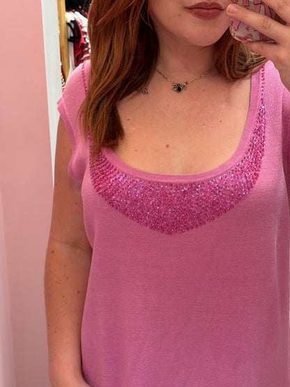 Vintage 100% Silk Beaded Tank - 1X/2X