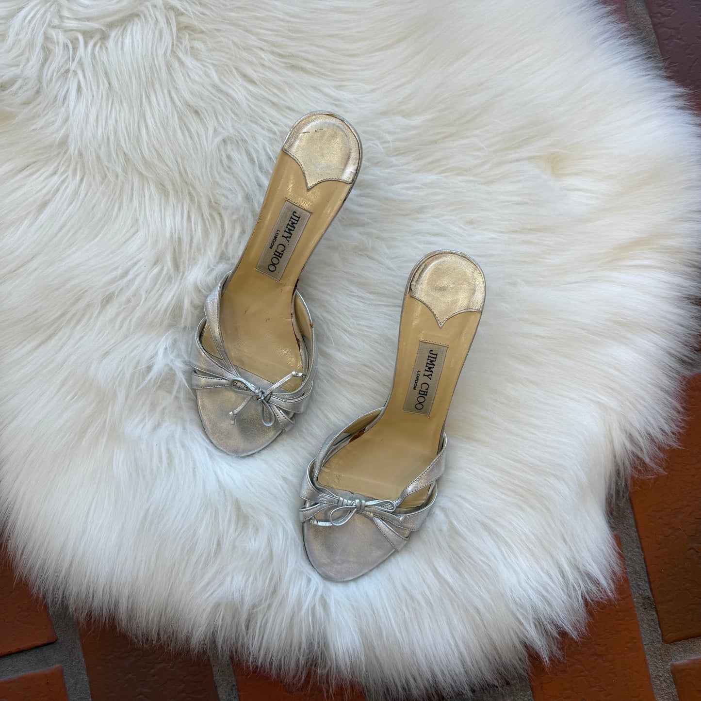 Vintage Jimmy Choo Authentic Silver Kitten Heels - 7/7.5