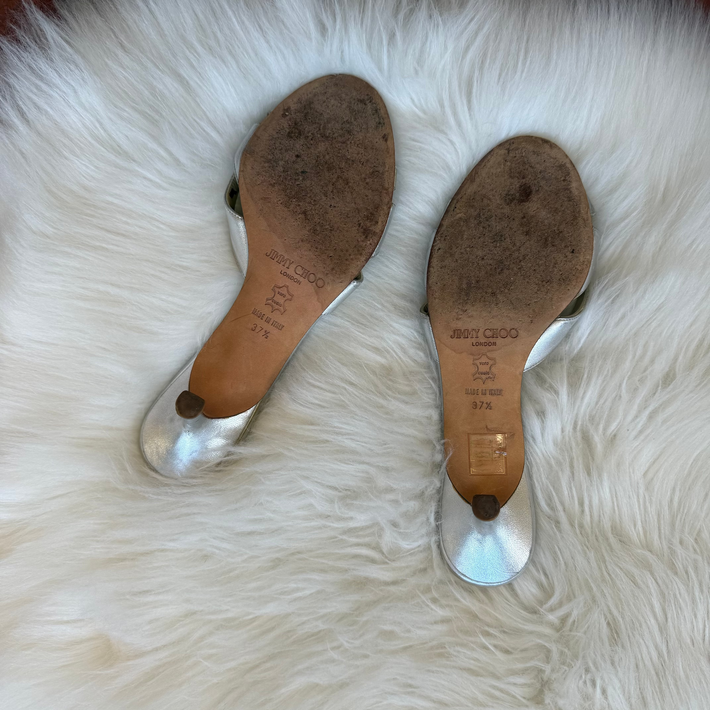 Vintage Jimmy Choo Authentic Silver Kitten Heels - 7/7.5
