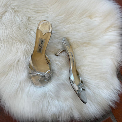 Vintage Jimmy Choo Authentic Silver Kitten Heels - 7/7.5