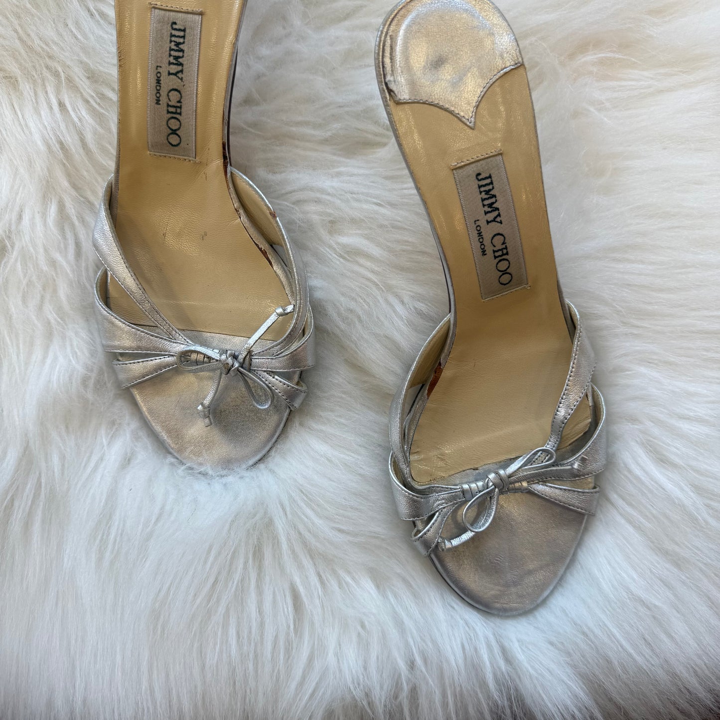 Vintage Jimmy Choo Authentic Silver Kitten Heels - 7/7.5