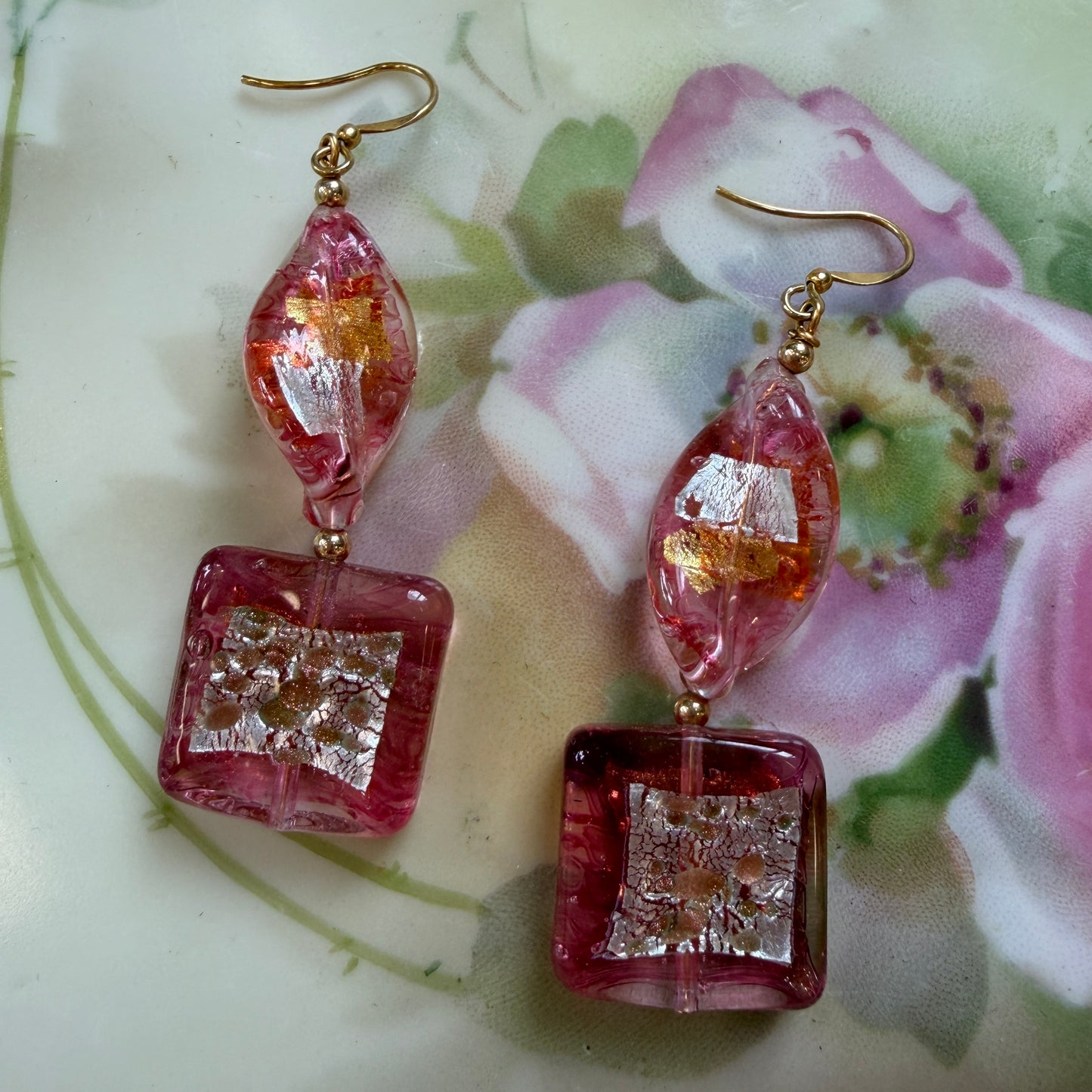 Handmade Glass Earrings, Gold Filled Hardware
