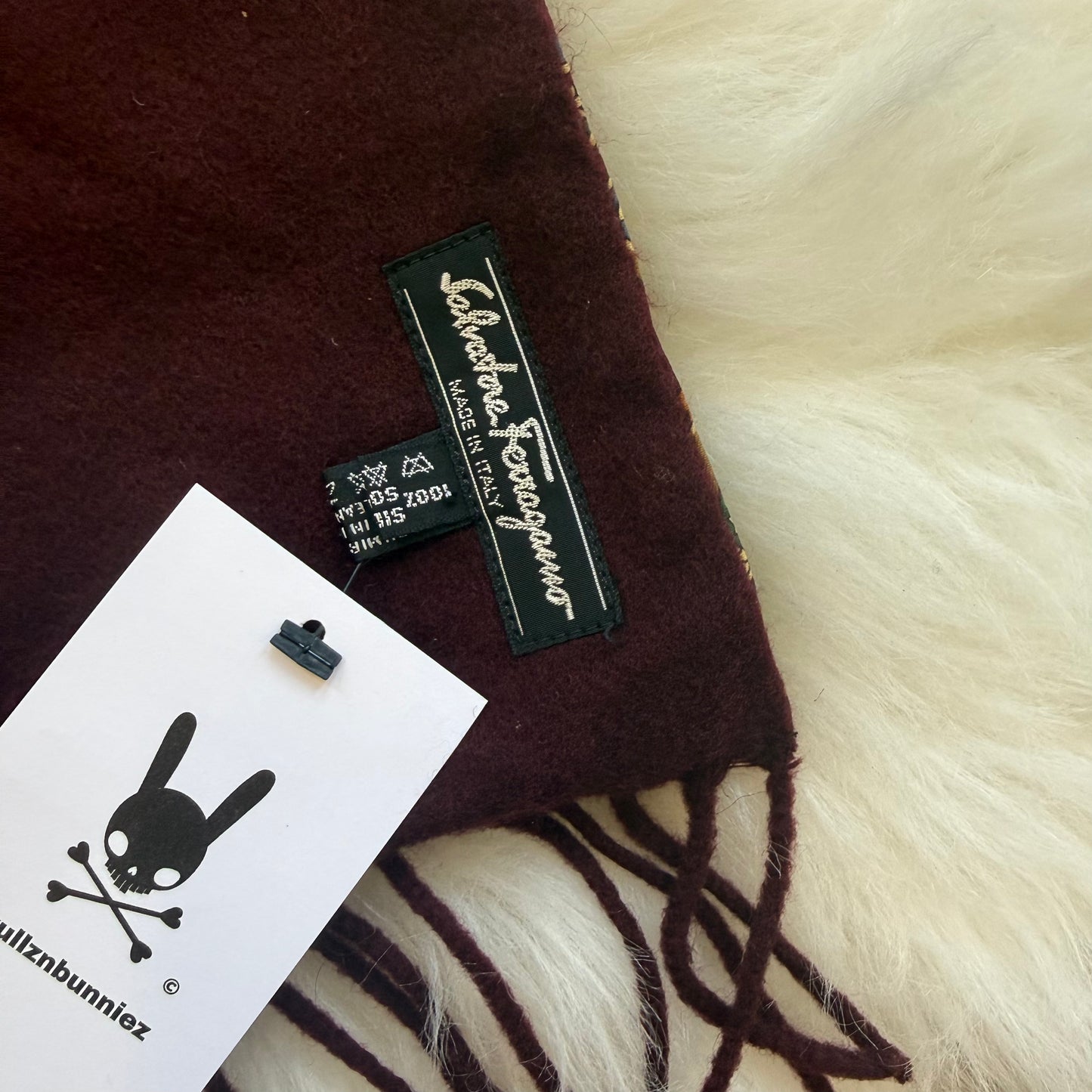 Ferragamo Vintage Authentic Silk/Cashmere Scarf - New