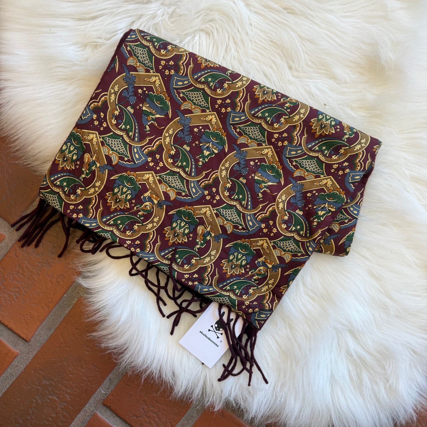 Ferragamo Vintage Authentic Silk/Cashmere Scarf - New