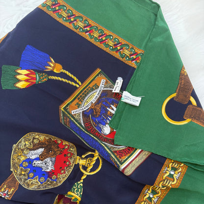 Vintage Nordstrom Equestrian Themed 100% Silk Large Scarf - New