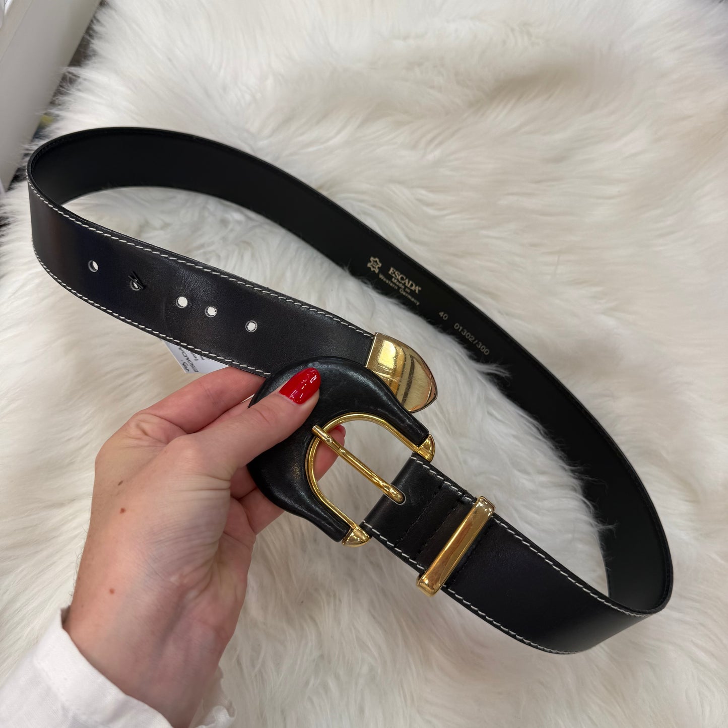 Escada Vintage Designer Leather Statement Belt