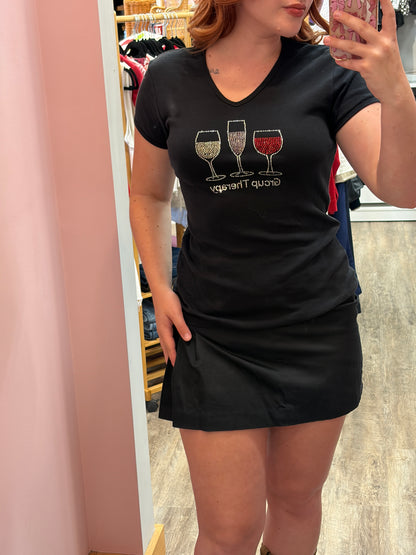 Vintage "Group Therapy" Wine Sparkle Tee