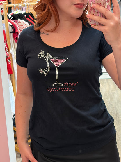 Vintage "Who's Counting" Martini Princess Sparkle Tee