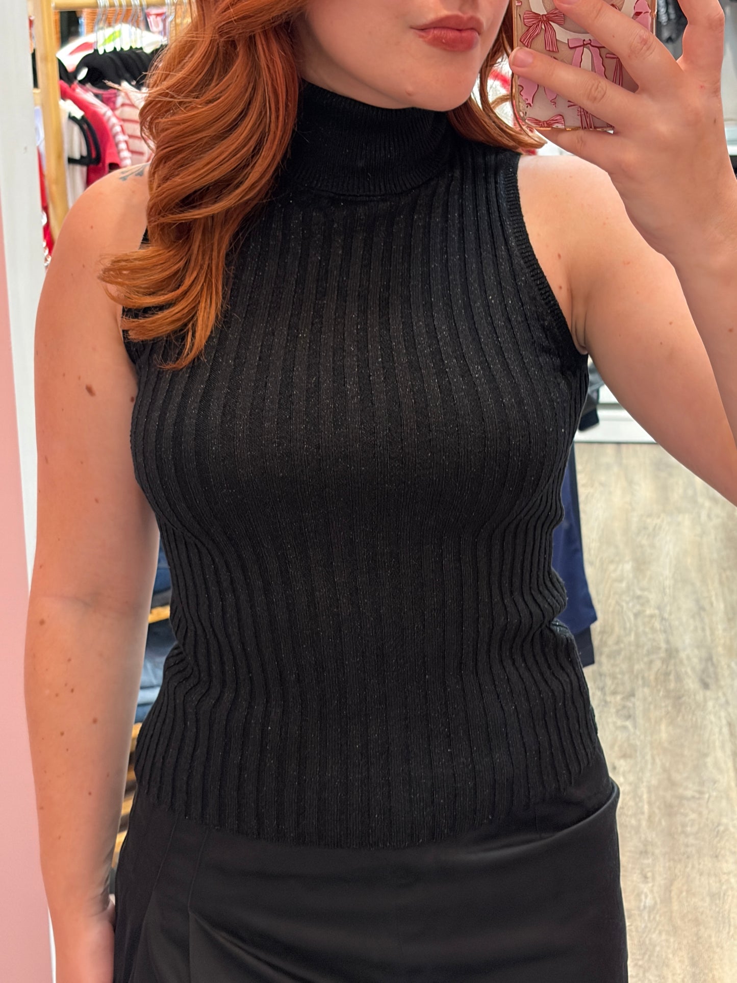 Vintage Express Sleeveless Sparkle Turtleneck - Size XS/S