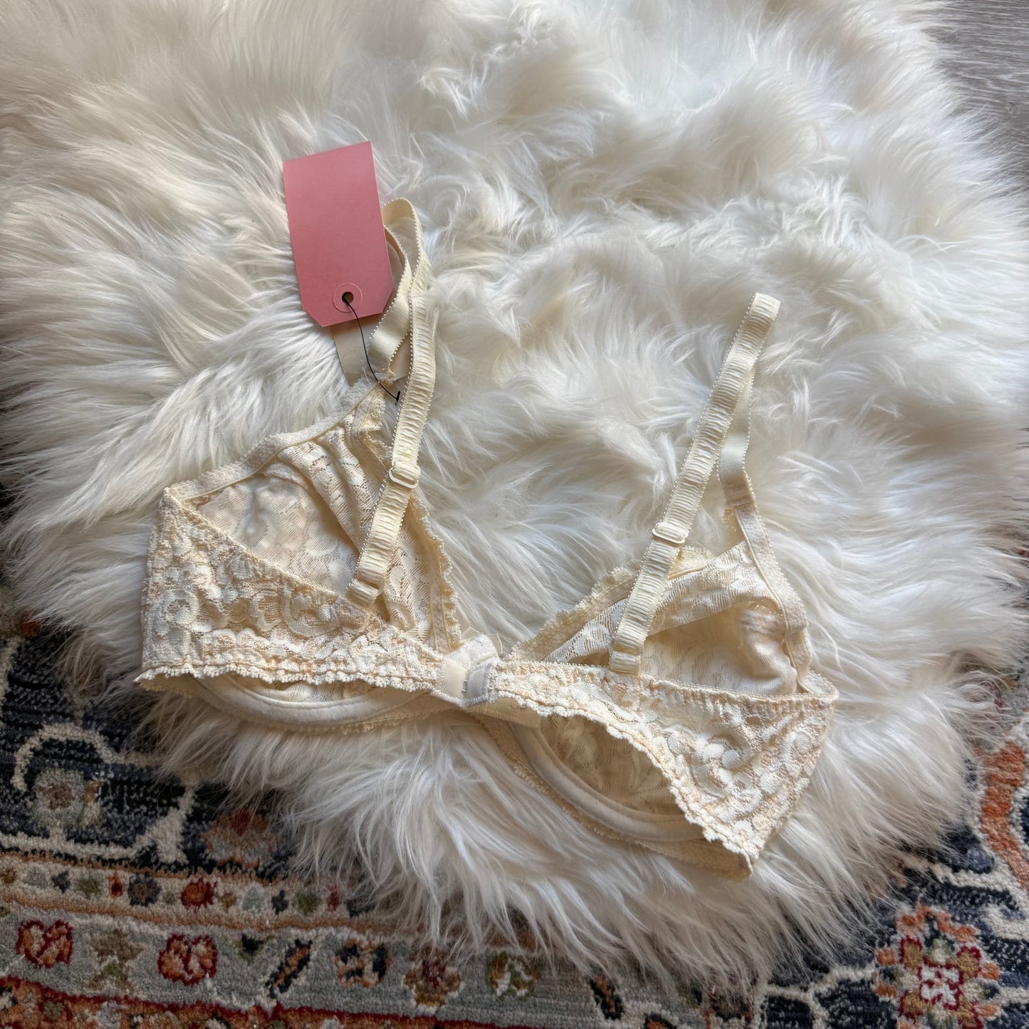 Valentino Intimo Vintage Designer 1980s White Lace Bra - 36C