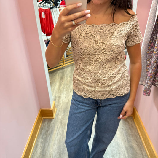 Vintage Boston Proper Lace Off Shoulder Top - S/M