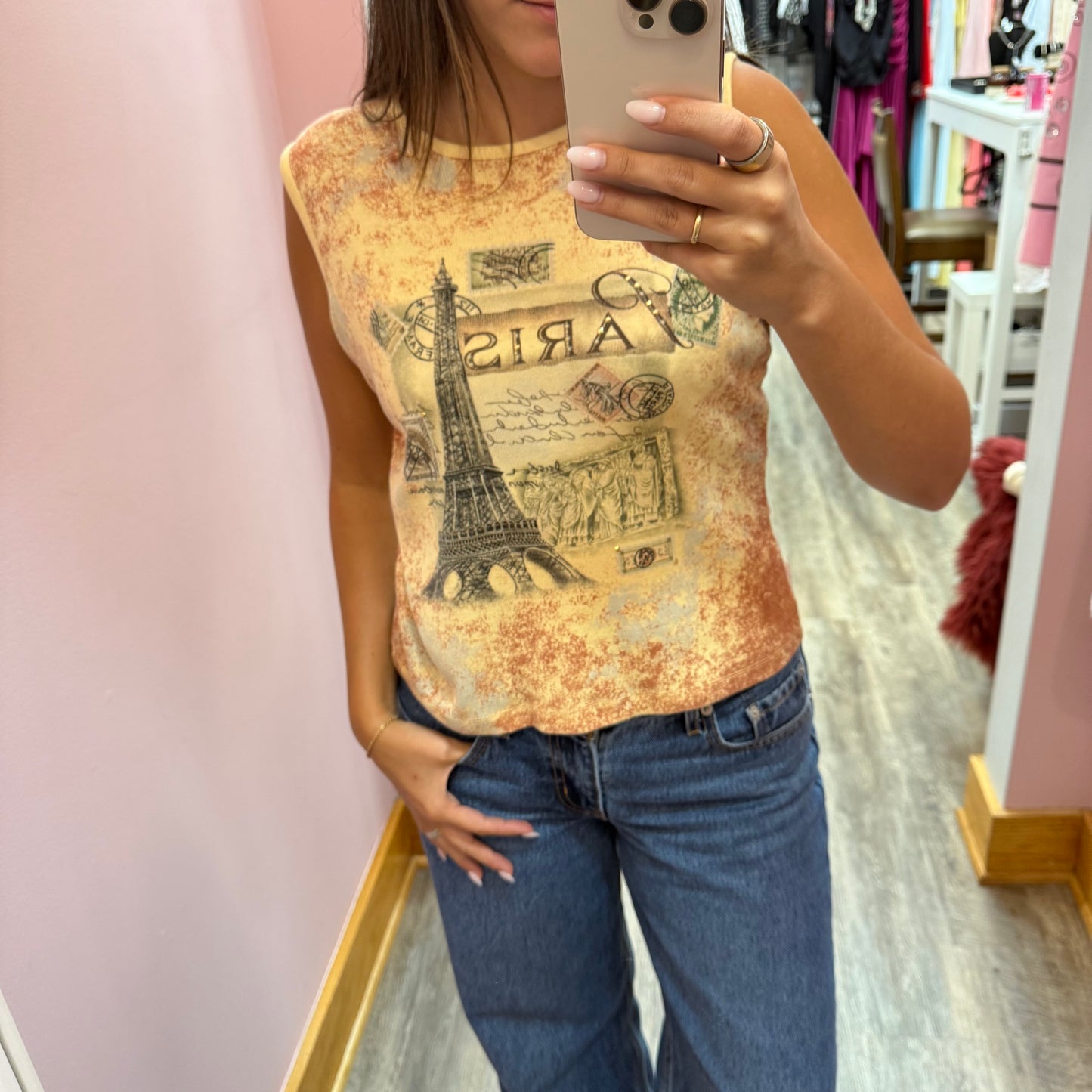 Paris Vintage Y2K Graphic Tank - Size Small